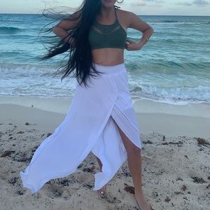 white layered maxi skirt